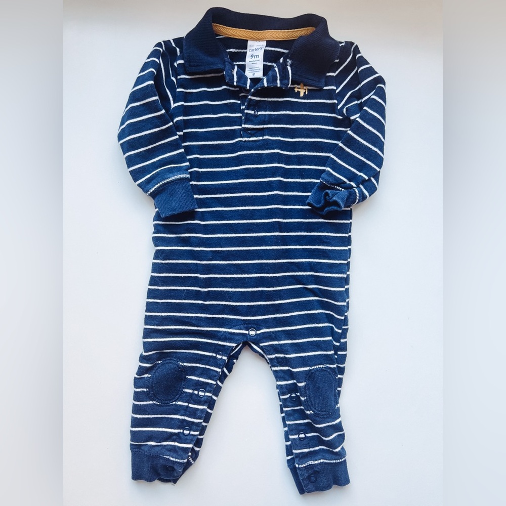 Carter’s Blue and White Polo Striped One Piece
